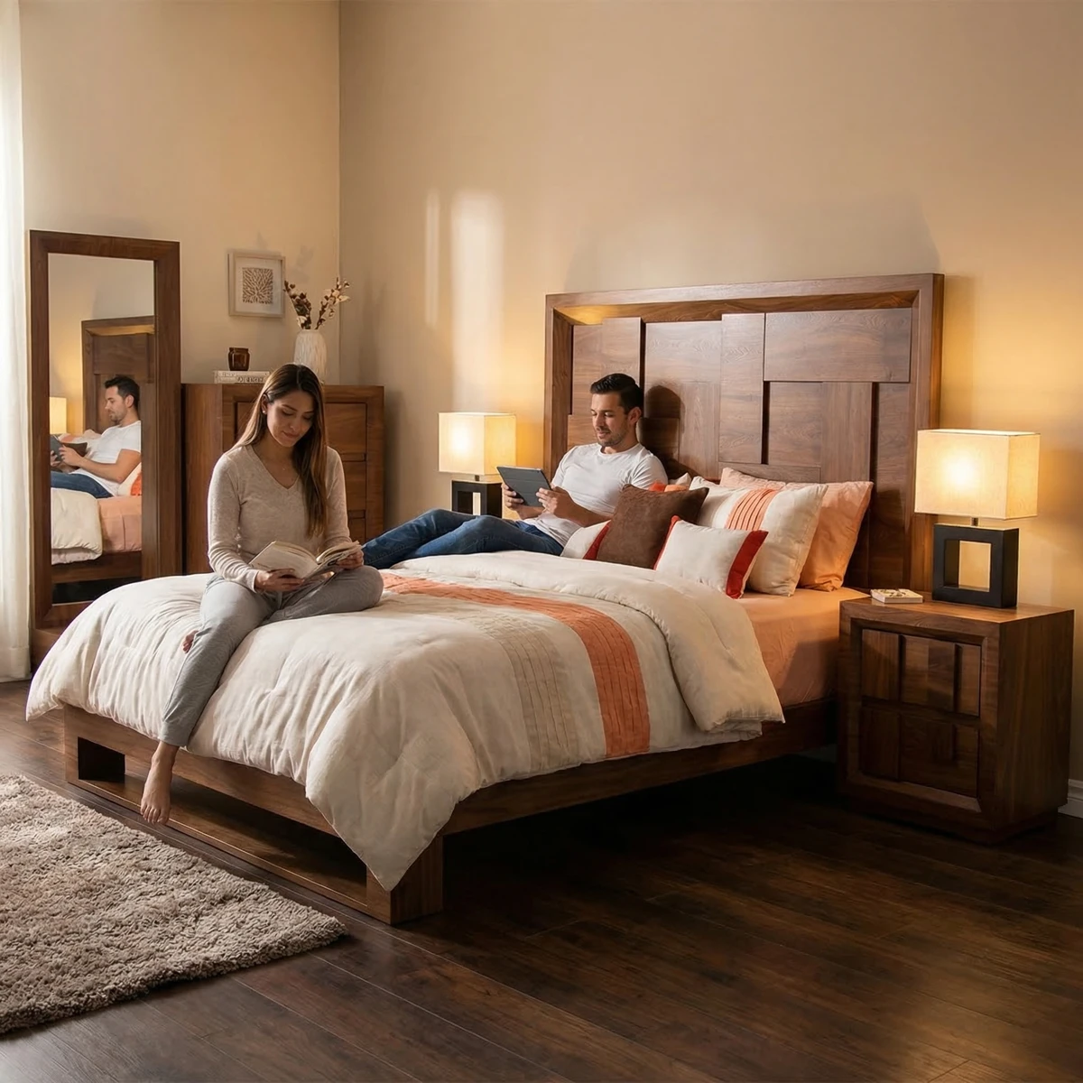 26003-Recámara-Queen-Size-Palermo-Nogal-ambientadauso-05 Recámara Queen Size Palermo Nogal - ambientada en uso