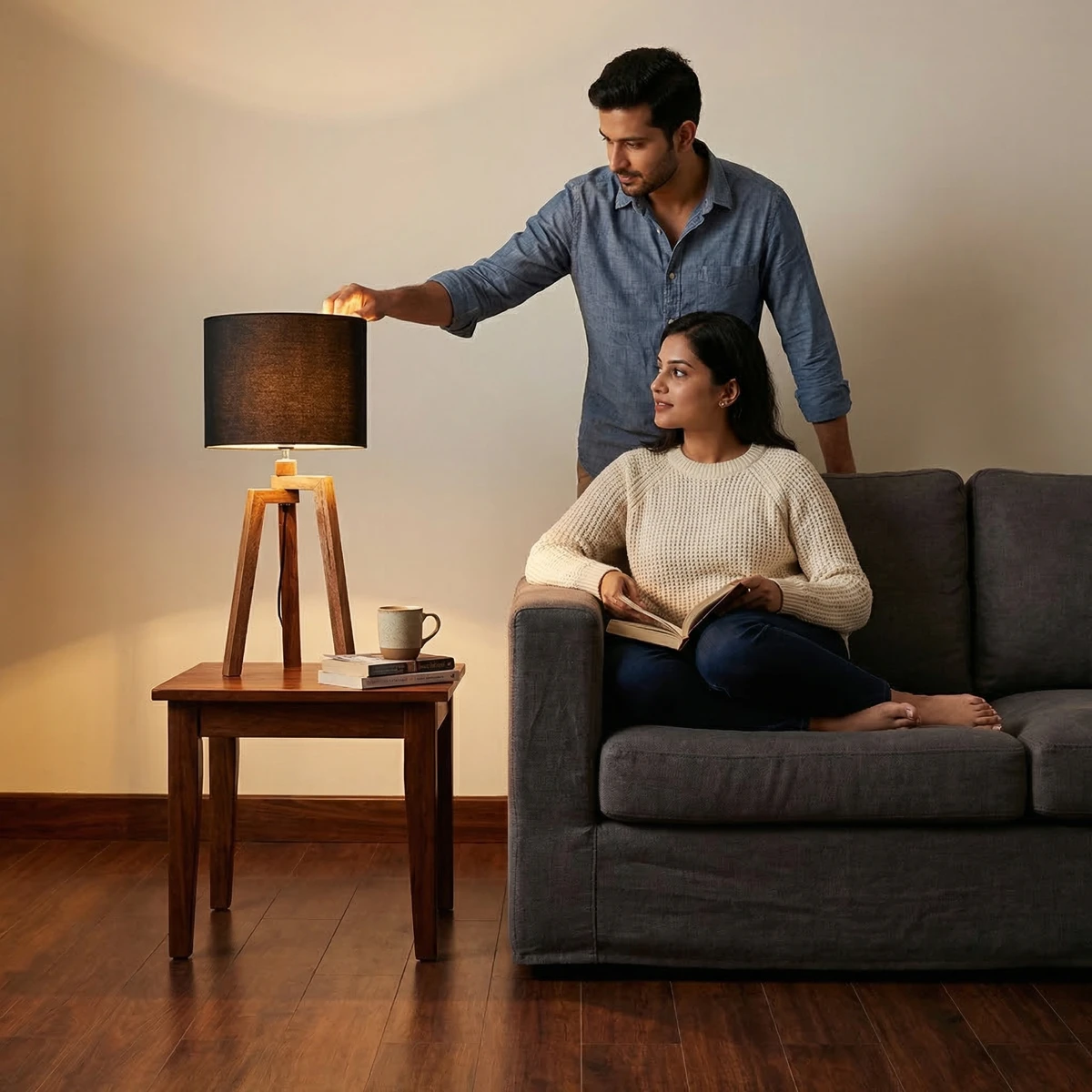 52849-Lámpara-de-Mesa-100-Parota-Negro-ambientadauso-04 Lampara de Mesa 100 Parota Negro - ambientada en uso