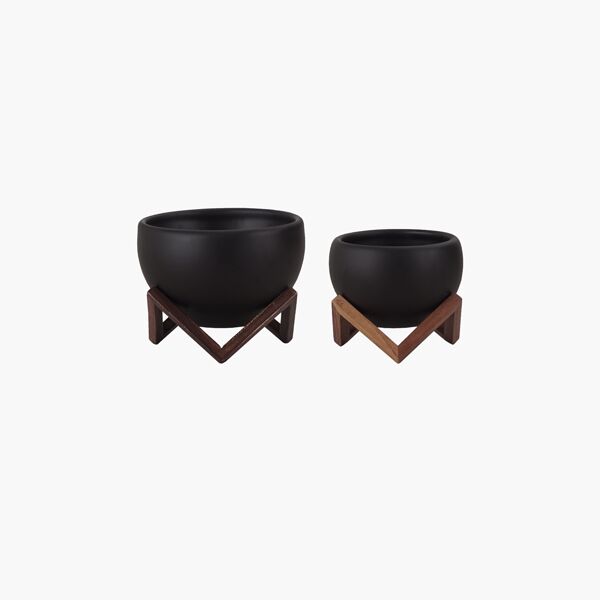 Juego de Boteros Negro Juego de Boteros Negro (2pz) - Vidrio en Negro, Parota Sólida
