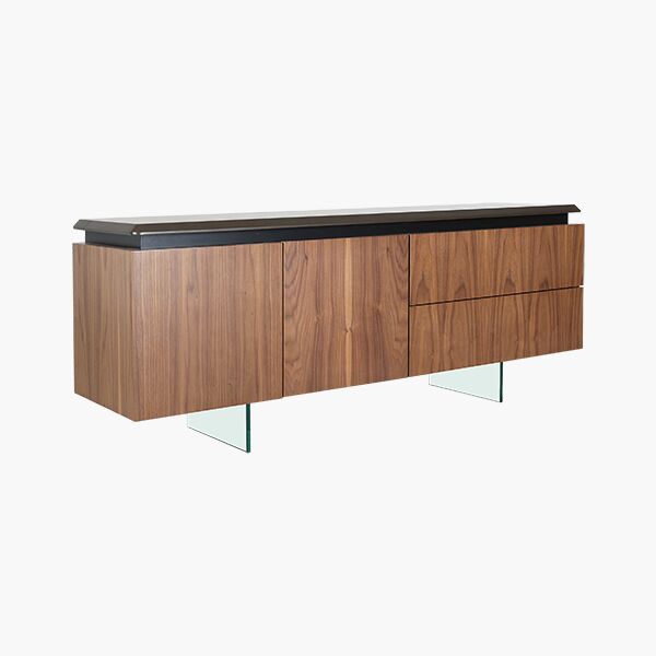 Flone Porta TV 45 Mesa para TV Flone Nogal - Chapa de Nogal, Correderas de Extensión, Luces Led, Cristal