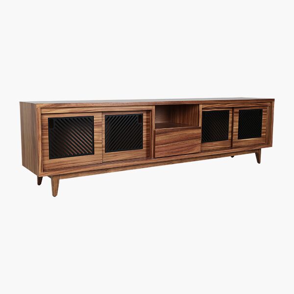 Oris Porta TV 45 Mesa para TV Oris Parota - MDF, Chapa de Parota, Correderas de Extensión