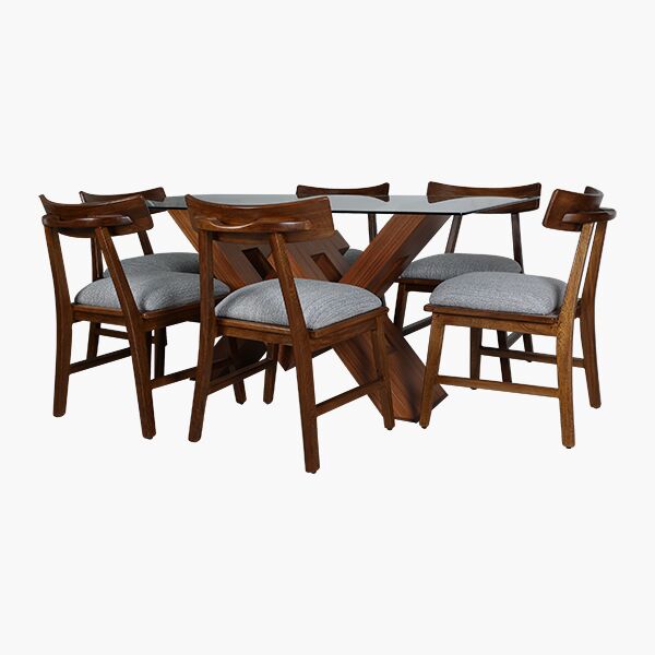 Verona Romeo 45 Comedor Verona Romeo - Chapa de Tzalam, Cristal, Pino, Tapiz Grey