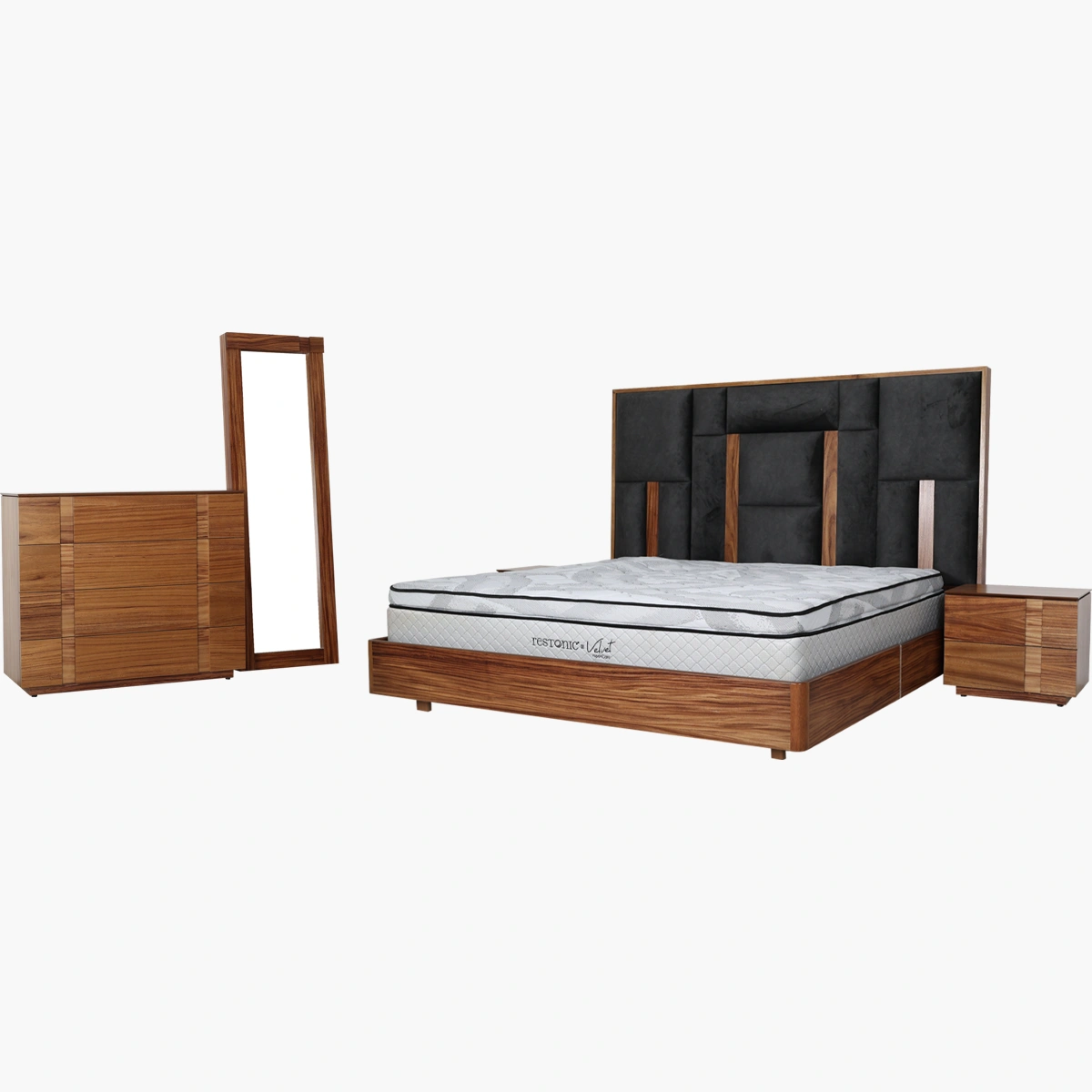 Recámara King Size Malta Grafito Parota_8