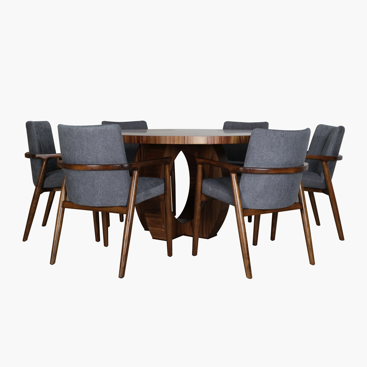 Comedor Toledo P6_1 Comedor Toledo Ibiza - Chapa de Parota, madera de pino tono Parota, tapizado textil Charcoal