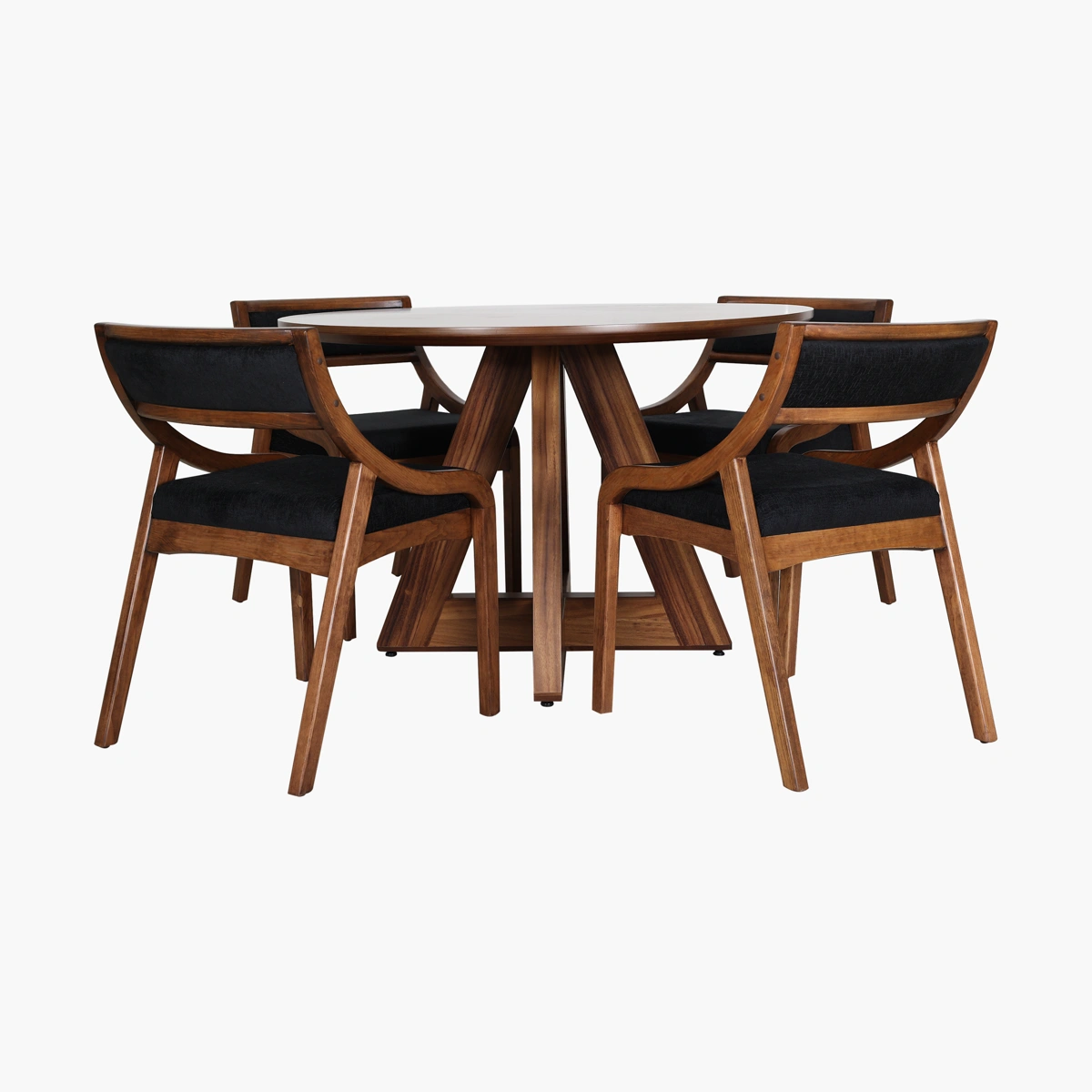Comedor Xama Palermo Black_1 Comedor Xama Palermo P/4 - Chapa Parota, Pino tono Parota y tapiz a elegir