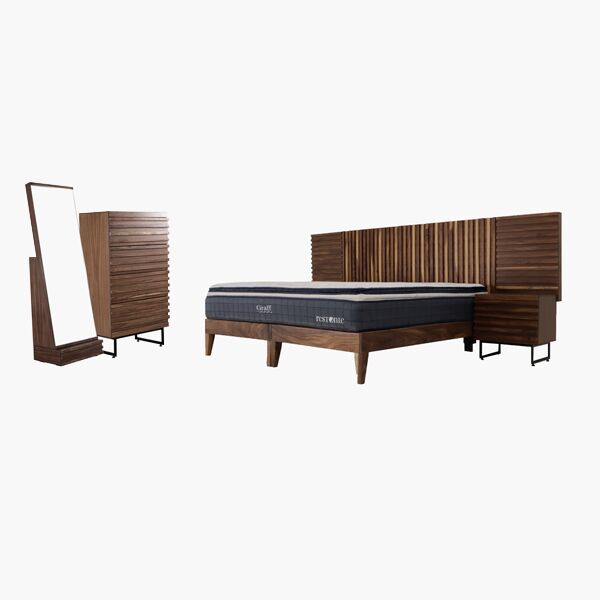 Noruega Parota King Recámara King Size Noruega Parota - Chapa de Parota, Parota Sólida, Correderas de extensión y Herrería
