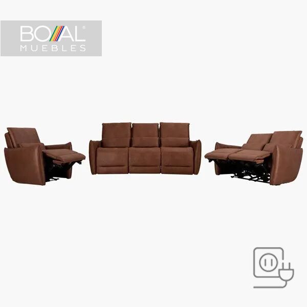 Bennet-321-Boal.jpg Sala 3-2-1 Reclinable Bennett Eléctrico Boal - Pino, Mecanismo Reclinable eléctrico y Tapiz Captiva