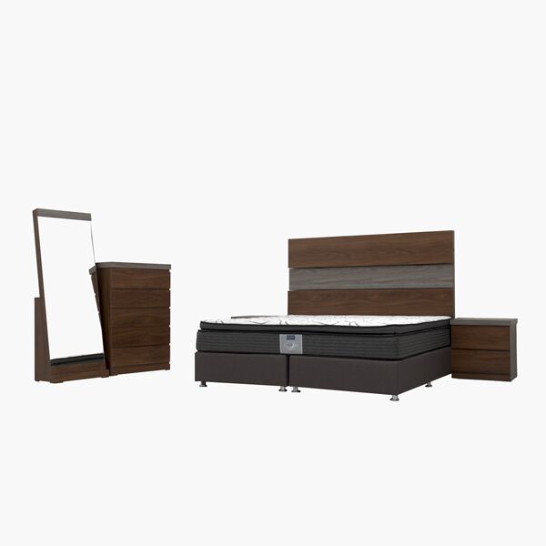 Recámara King Size Pisa Recámara King Size Pisa - Nogal Oscuro, Cubierta MDF pintado con recubrimiento con rayos UV y grabado, ...