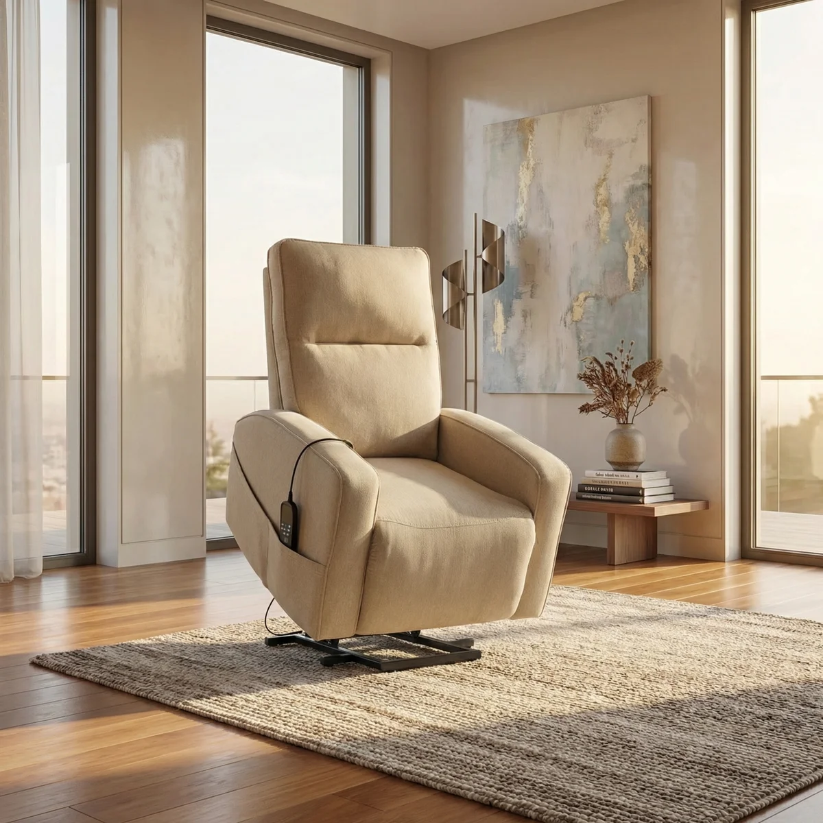 Sillon Reclinable Electrico Starganza Ashely Beige - foto ambientada