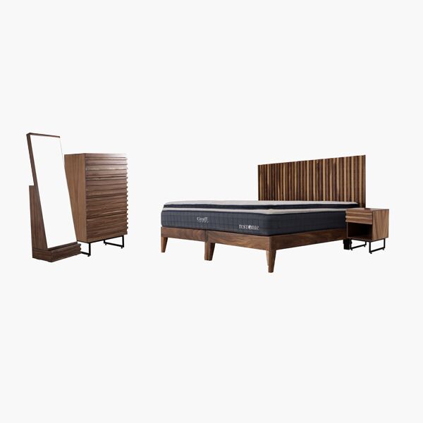 Recámara King Size Noruega Juvenil Parota Recámara King Size Noruega Juvenil Parota - Chapa de Parota, Parota Sólida, Correderas de extensión y Herrería