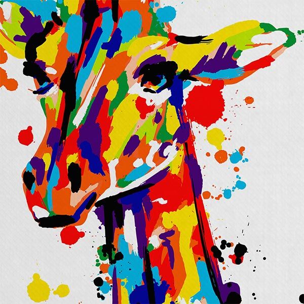Jirafa de colores closew Canvas Cuadro Jirafa Colores - acercamiento