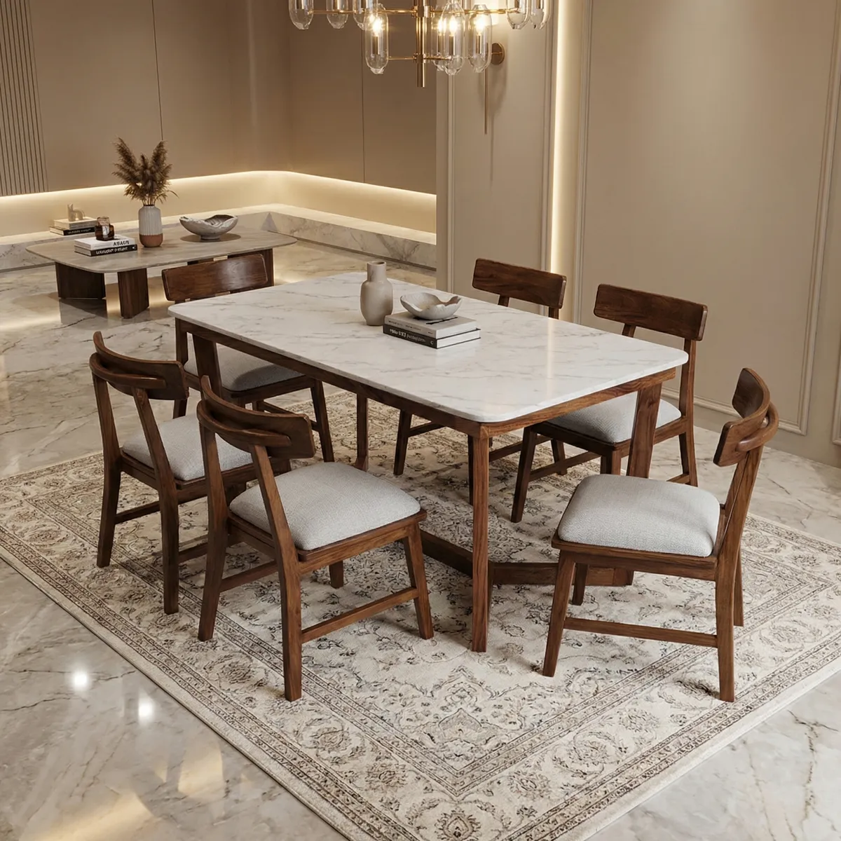 62623-Comedor-Andromeda-Marmol-Romeo-P6-ambientada-01 Comedor Andromeda Marmol Romeo P/6 - foto ambientada