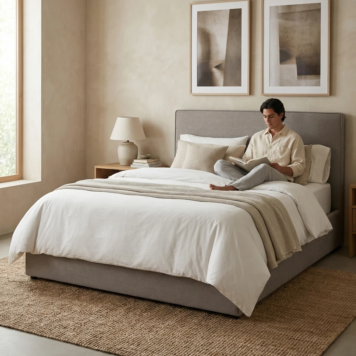 Cama Prisma Gris Matrimonial Baul_2 Cama Prisma Matrimonial Baúl - vista adicional 2