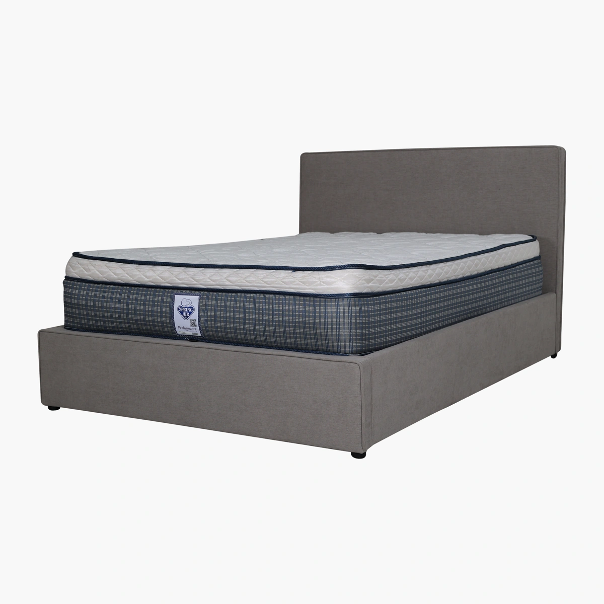 Cama Prisma Gris Matrimonial Baul_3 Cama Prisma Matrimonial Baúl - Tapiz en tela gris , base con sistema de pistones y baúl integrado con cubrim...