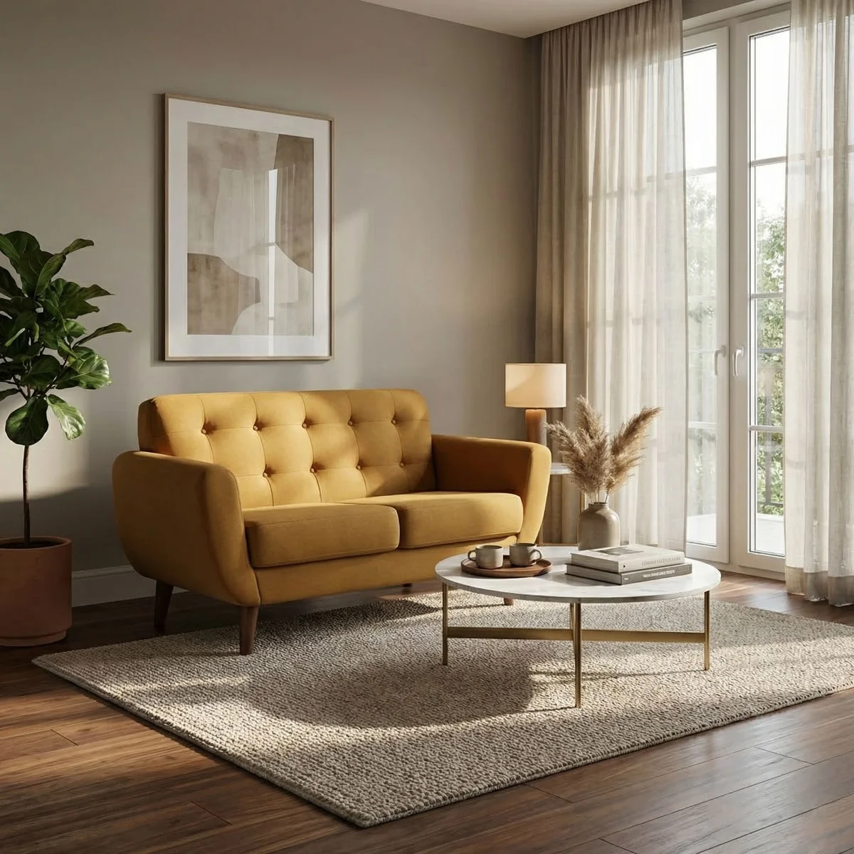 28795-Love-Seat-Monroe-Personalizable-Mostaza-ambientada-01 Love Seat Monroe Personalizable Mostaza - foto ambientada