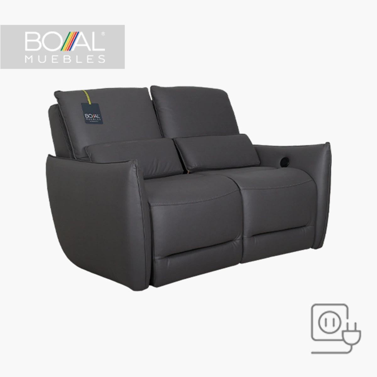 Bennet-Reclinable-Gris_1.webp Love Seat Reclinable Eléctrico Bennett Boal Gris - Pino, Mecanismo Reclinable eléctrico y Tapiz Vinil