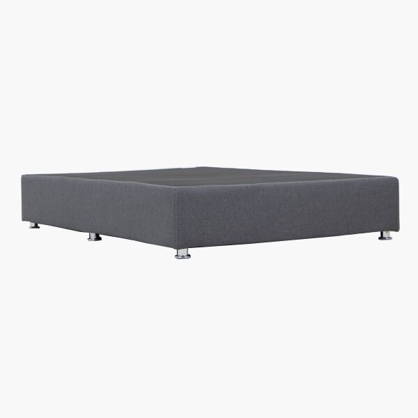 Base Queen Size Napoles Tapizada en Gris Base Queen Size Verona Tapizada en Gris - Casco MDF/Pino, Tela Curry y Patas de Metal