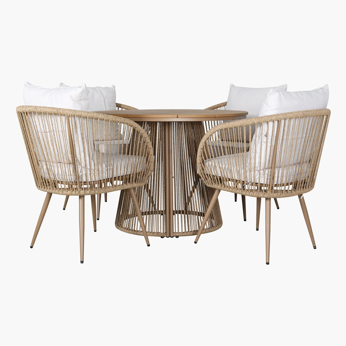 Comedor Bacalar_3 Comedor Bacalar Rattan P/4 - PE Rattan, Polywood, Acero, Espuma y Tela para exteriores