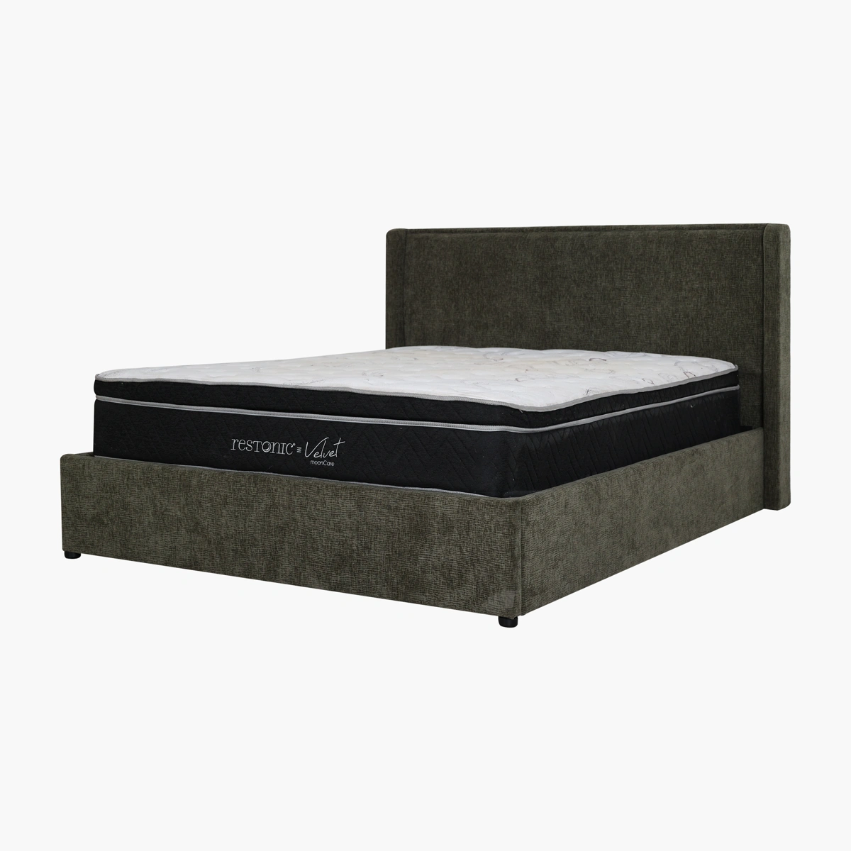 Cama Ubrban Verde Queen Size Baul_2 Cama Urban Queen Size Baúl - Tapiz en tela suave , base con sistema de pistones y baúl integrado con cubri...