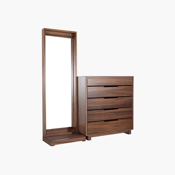 Enzo ESP-CHIF 45 Chifonier y Espejo Enzo Parota - Chapa de Parota, Herrería y Correderas de Extensión