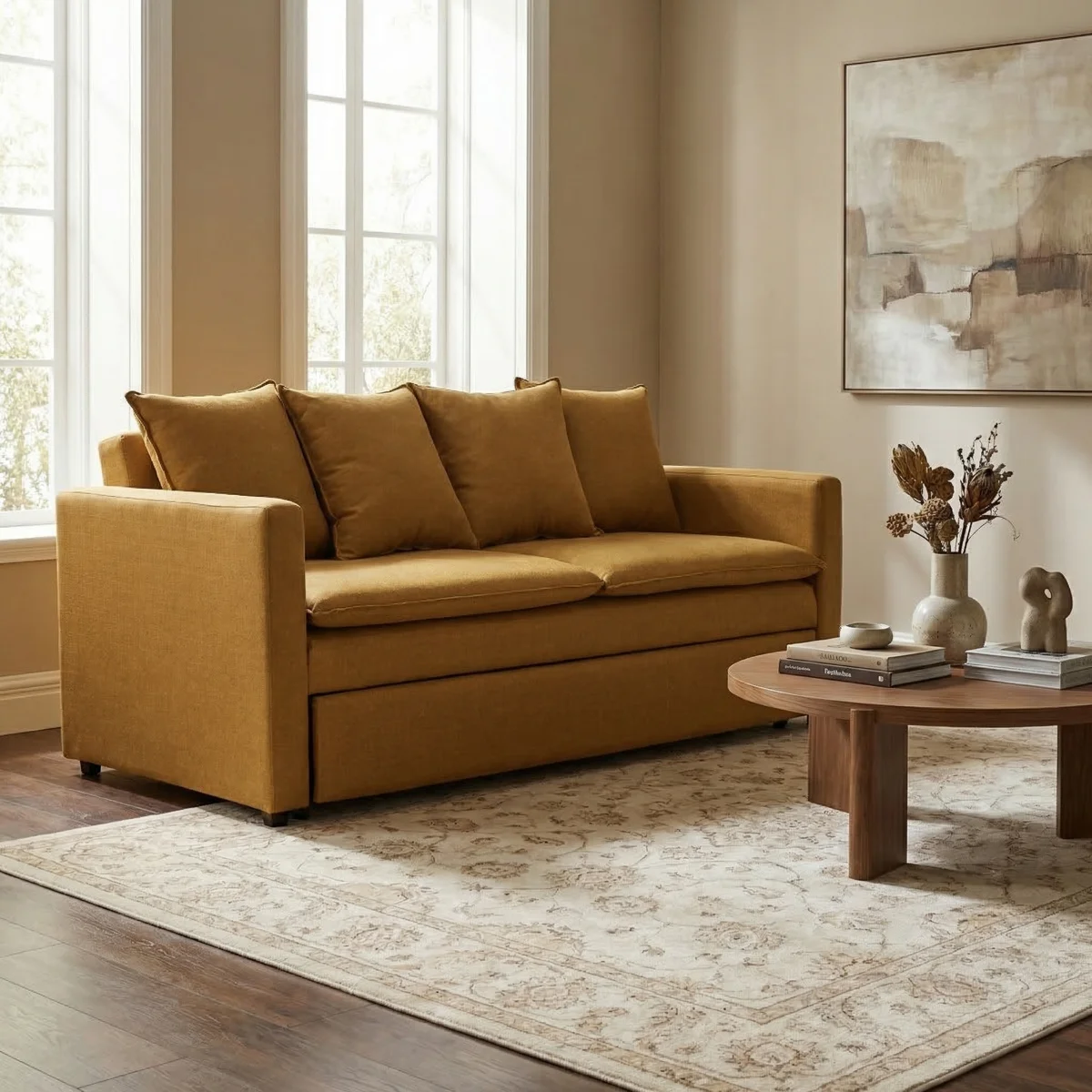 30305-Sofá-Cama-King-Mostaza-ambientada-01 Sofa Cama King Mostaza - foto ambientada