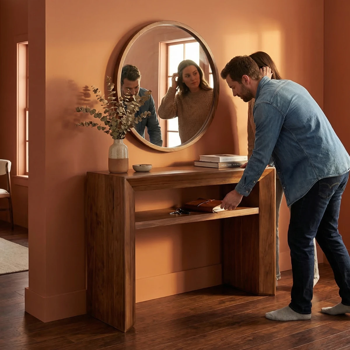 Credenza con Espejo Kalsu Parota - ambientada en uso