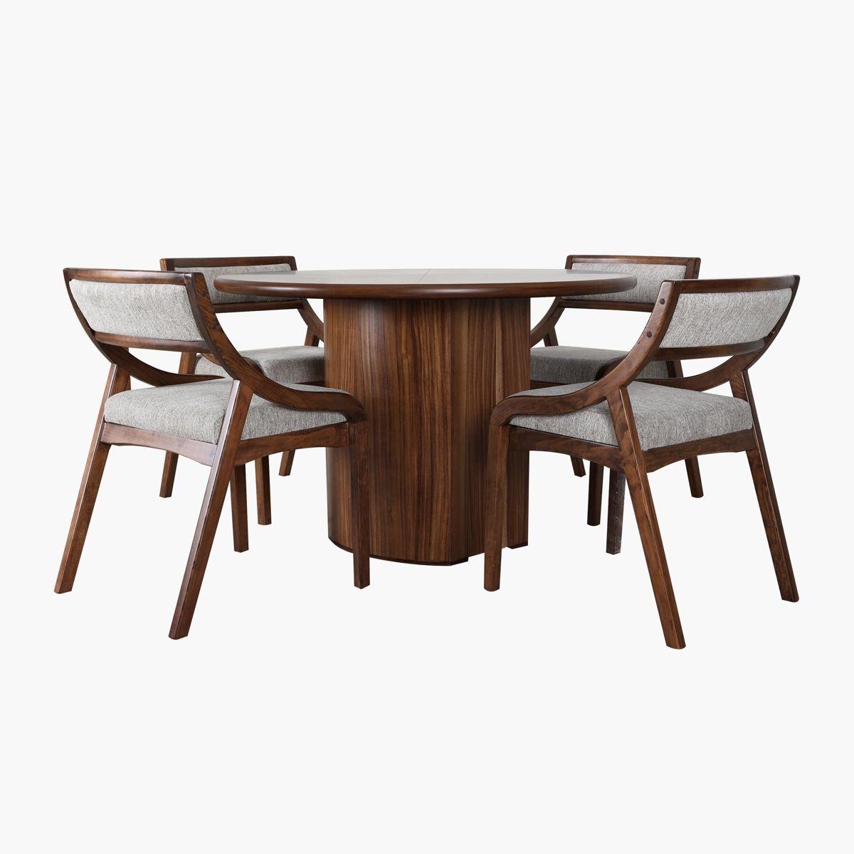 Comedor Copper Parota P/4 - Chapa de Parota, Pino y Tapiz Gris