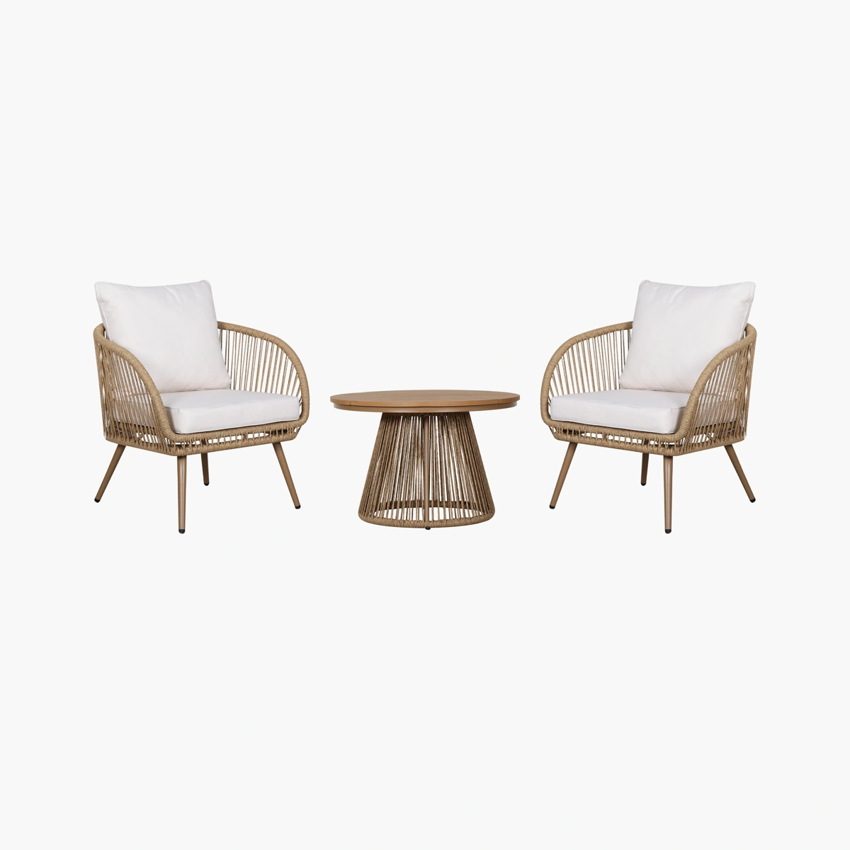 Sala Bacalar 3pz_2 Set Bacalar Rattan 3pzs - PE Rattan, Polywood, Acero, Espuma y Tela para exteriores