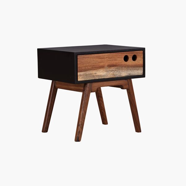 Coba Buró Parota Buró Coba Parota (Derecho) - MDF en Negro, Parota Sólida, correderas de extensión