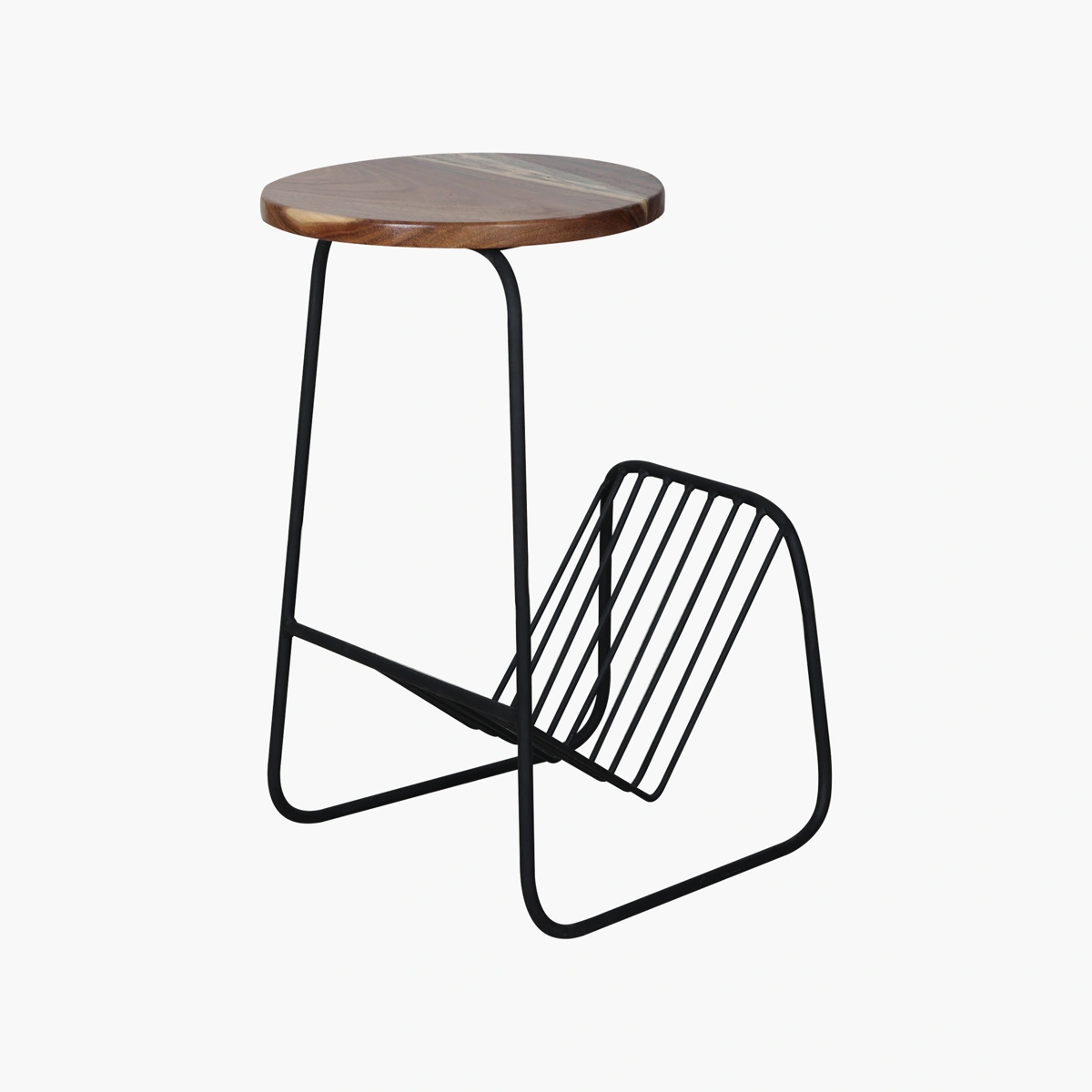 Mesa Auxiliar Berlin Parota - Tubular, pintura electroestática Negra y Parota Sólida