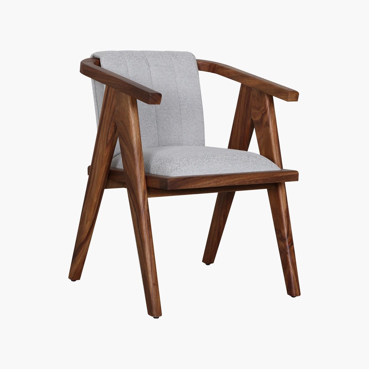 Silla Loren Parota - Parota sólida y tapiz textil en tono silver (personalizable)