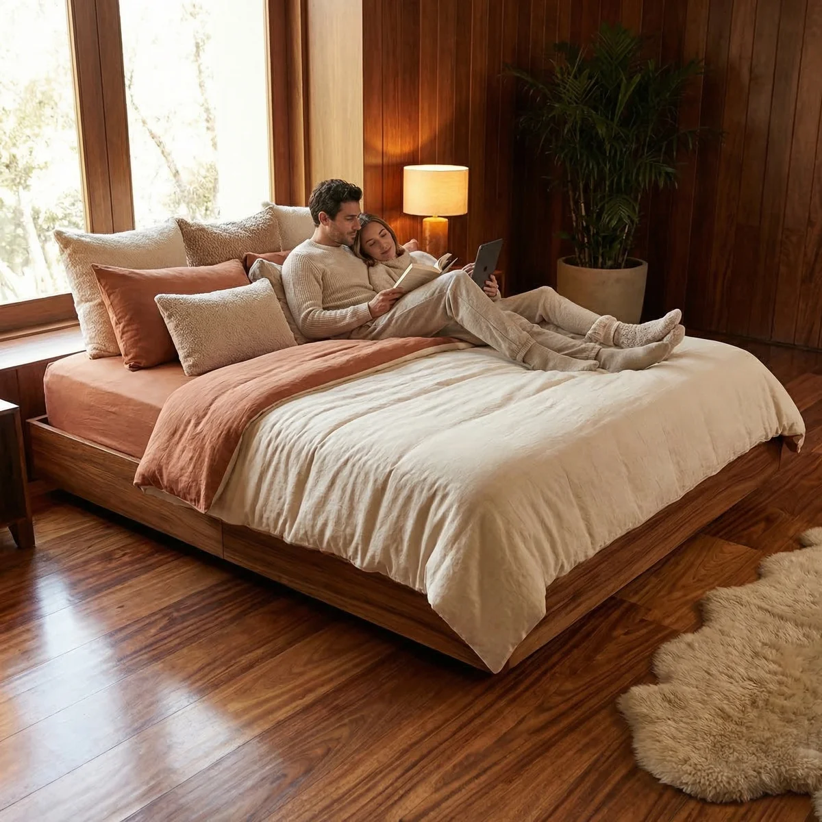 Base Queen Size Corcega Parota - ambientada en uso