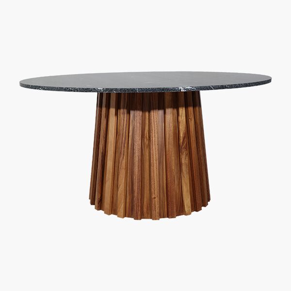 Gabriel F Mesa Redonda Gabriel Parota Granito P/6 - Parota Sólida, Chapa de Parota, Granito Negro