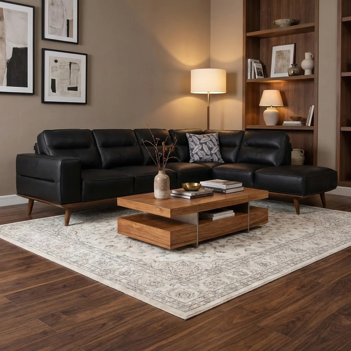 28549-Sala-Esquinera-Gard-Boal-Piel-Ambos-Lados-y-Personalizable-Negro-Derecho-ambientada-01 Sala Esquinera Gard Boal Piel Ambos Lados y Personalizable Negro Derecho - foto ambientada