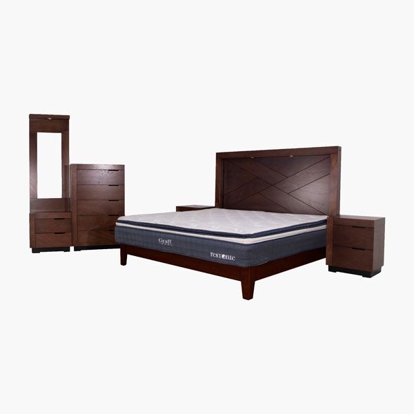 Recámara King Size Eliza Okume Recámara King Size Eliza Okume - Chapa de Okume, Correderas de Extensión, Luz LED cálida