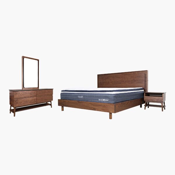 Oscar KS Montaje 45 Recámara King Size Oscar Nogal - Chapa de Nogal y Correderas de Extensión