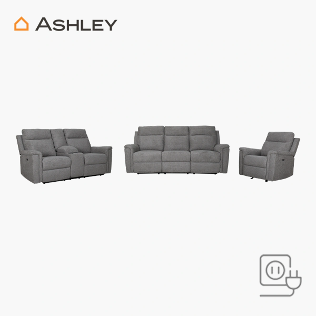 Sofá Barnsana Ashley Electrico_21 Sala 3-2-1 Reclinable Eléctrico Barnsana Ashely - Tapizado en poliéster (100%)