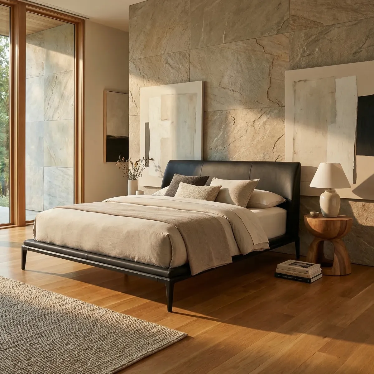 66328-Cama-Ryokan-Queen-Size-Piel-Vegana-ambientada-03 Cama Ryokan Queen Size Piel Vegana - foto ambientada