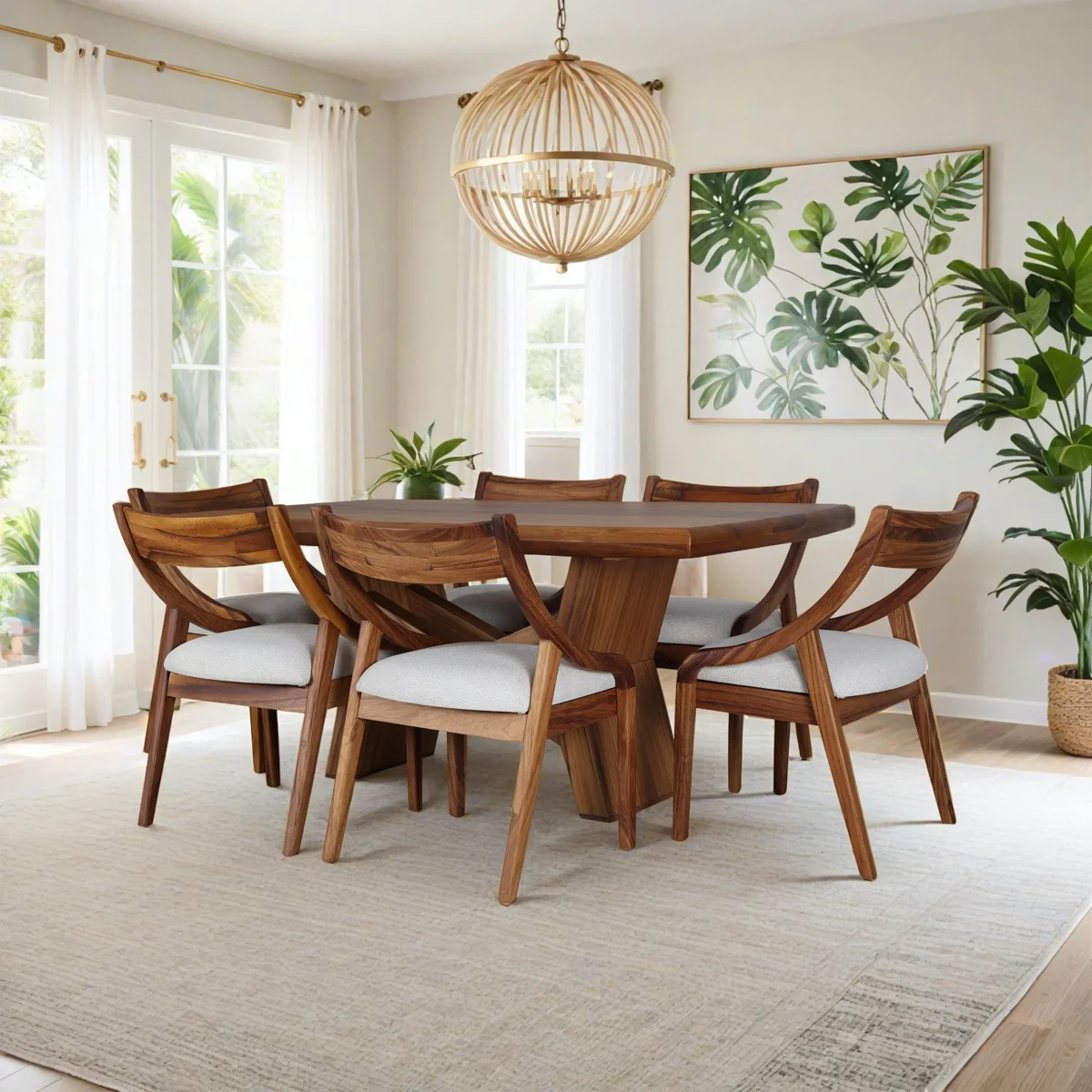 Mesa de comedor rectangular Bacalar para 6 personas en parota_15