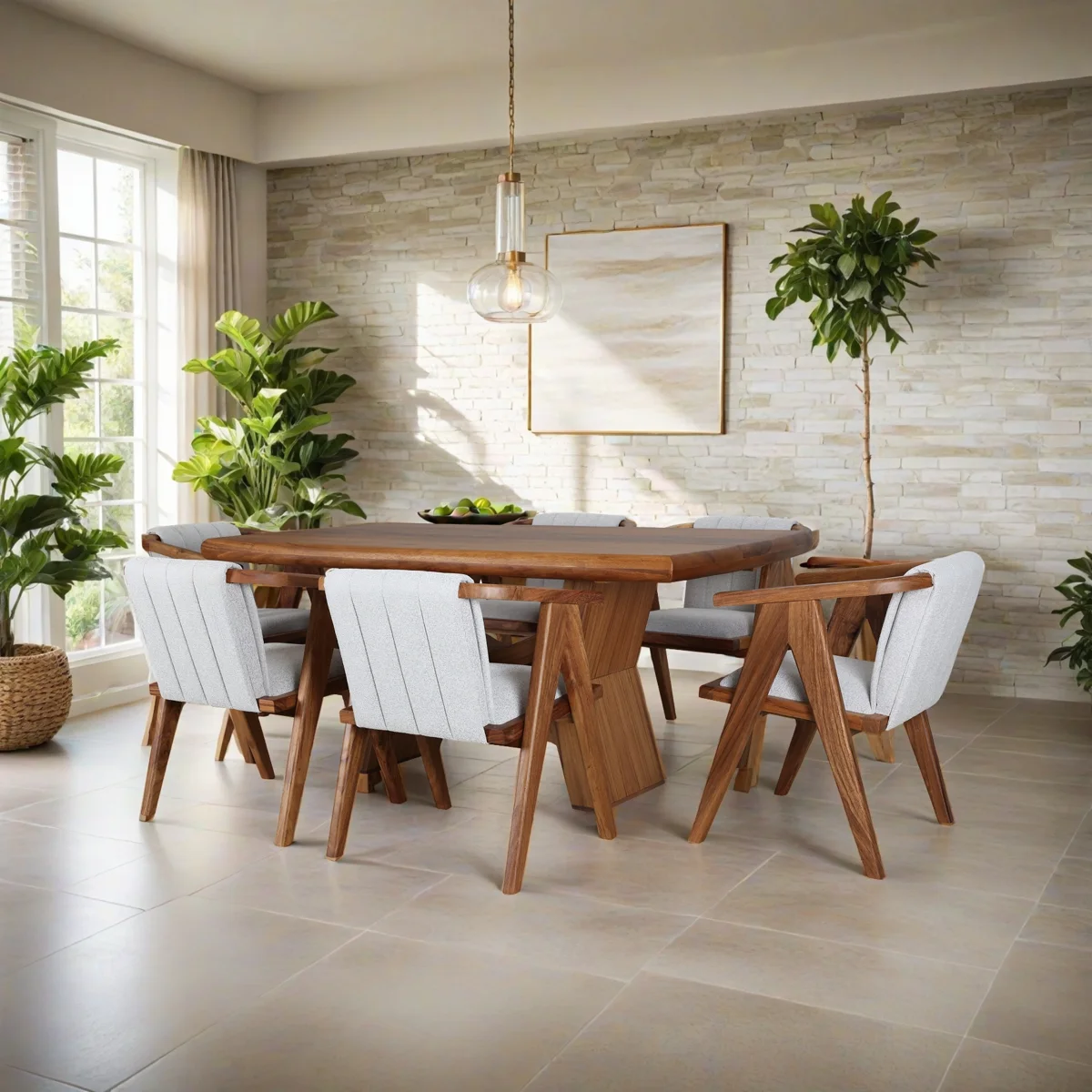 Mesa de comedor rectangular Bacalar para 6 personas en parota_20