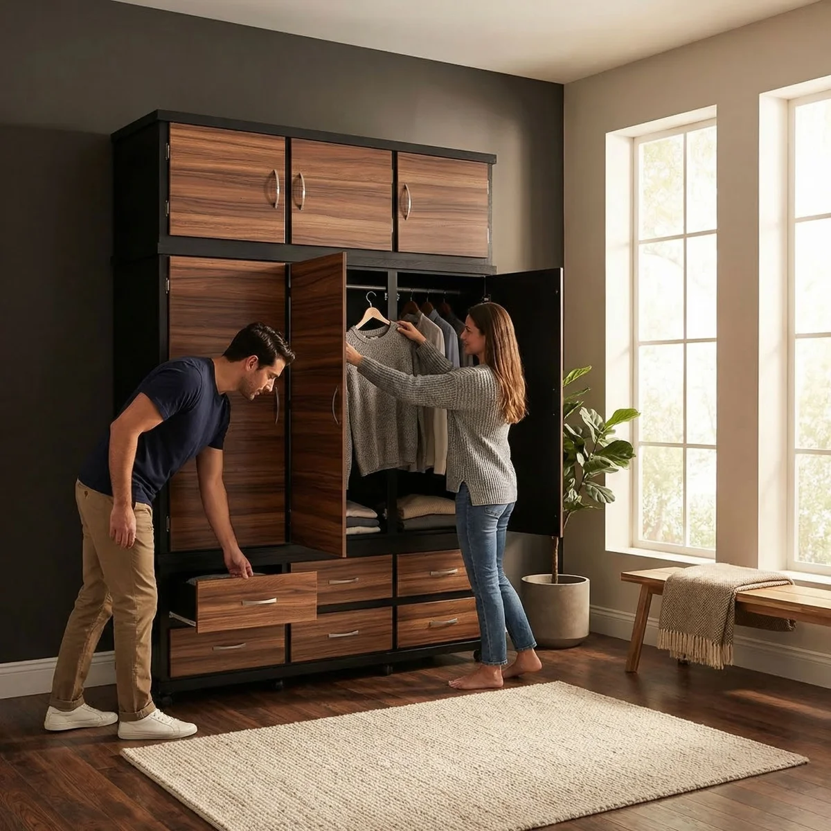 41708-Ropero-Montecarlo-Melamina-Parota-Negro-ambientadauso-04 Ropero Montecarlo Melamina Parota Negro - ambientada en uso