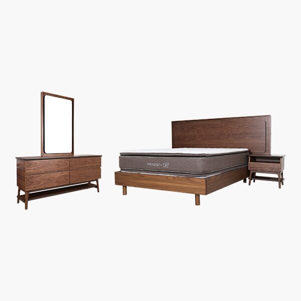 Oscar QS Montaje 45 Recámara Queen Size Oscar Nogal - Chapa de Nogal y Correderas de Extensión