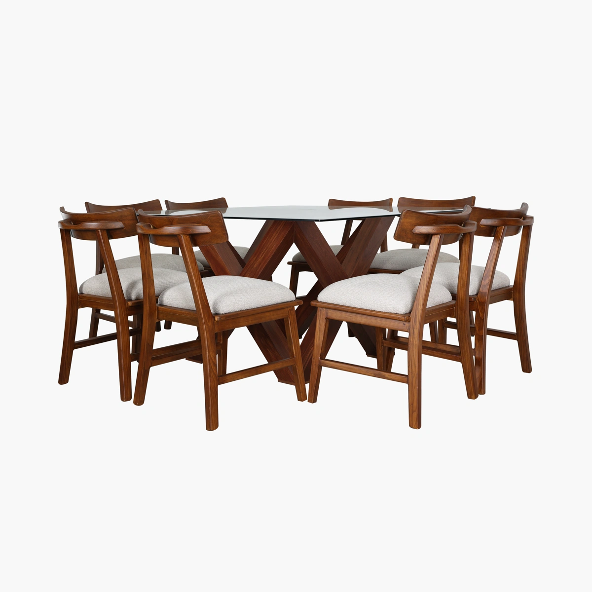 Comedor Ineos Tzalam p8_2 Comedor Ineos Romeo p/8 - Mesa con base en chapa de Tzalam y cubierta de vidrio templado