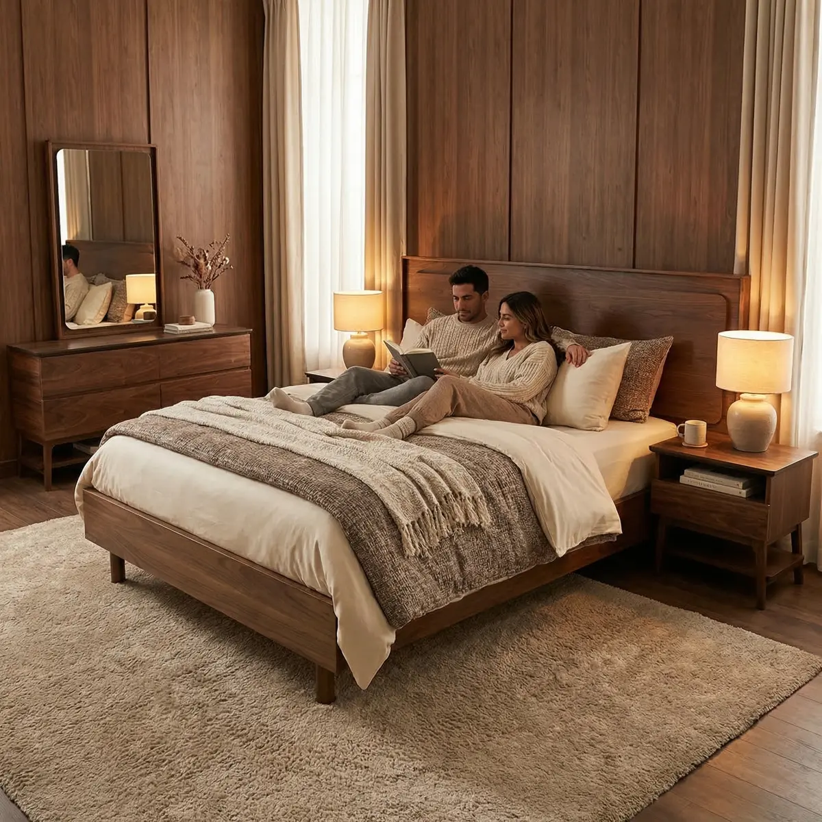 52147-Recámara-Queen-Size-Oscar-Nogal-ambientadauso-05 Recámara Queen Size Oscar Nogal - ambientada en uso