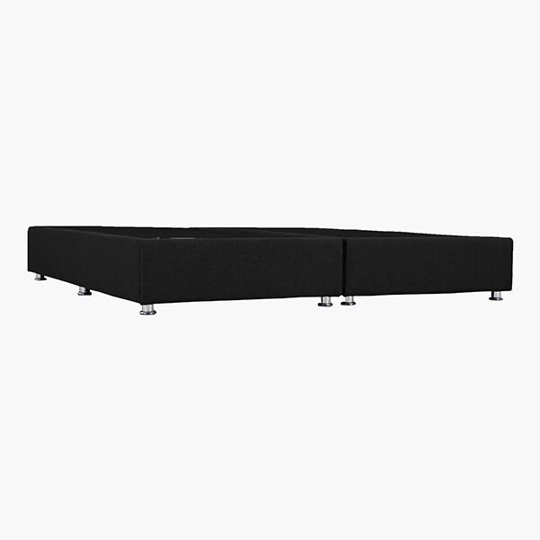Base King Size Napoles Tapizada en Negro Base King Size Verona Tapizada en Negro - Casco MDF/Pino, Tela Curry y Patas de Metal