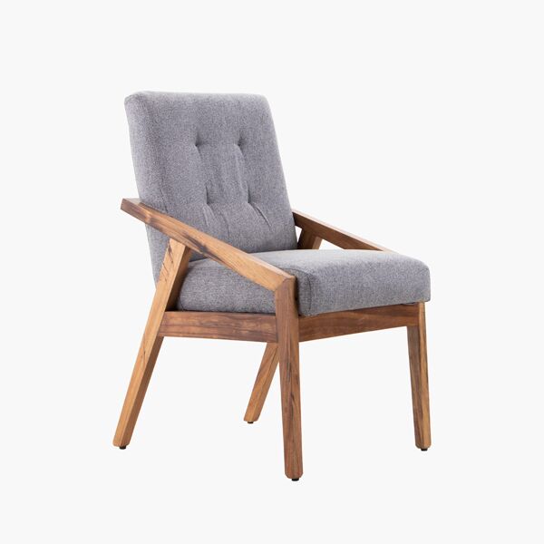 Silla Ava Grey - Parota y Tela Drill tono Dark Grey