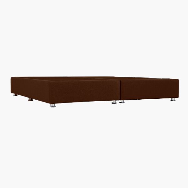 Base King Size Napoles Tapizada en Café Base King Size Verona Tapizada en Café - Casco MDF/Pino, Tela Curry y Patas de Metal