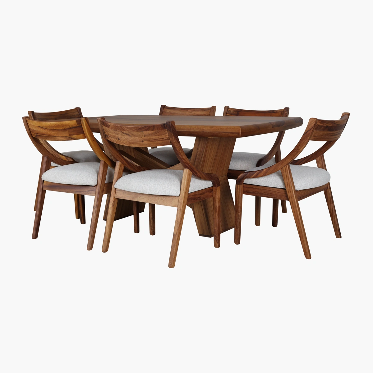 Mesa de comedor rectangular Bacalar para 6 personas en parota_4 Comedor Bacalar Xcaret Parota P/6 - Mesa: Parota Sólida, Chapa de Parota