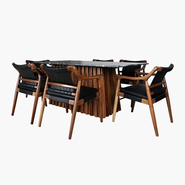 Gabriel Rec Nuevo Montaje 4 Comedor Gabriel Granito Velvet P/6 - Mesa: Granito, Chapa de Parota