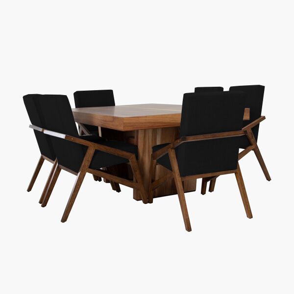 Comedor Betta Ava Black Comedor Betta Ava Black - Mesa: Chapa de Parota